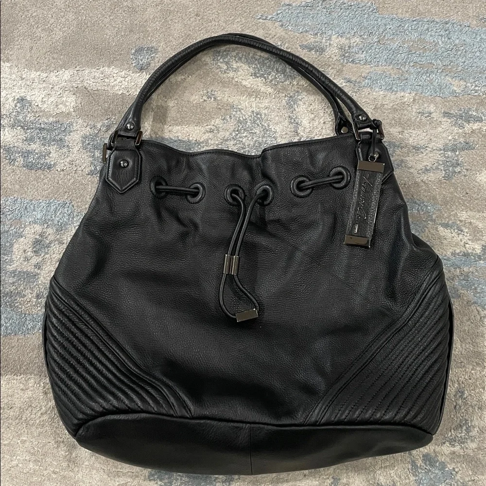 Kenneth Cole New York Black Leather Large Hobo Bag